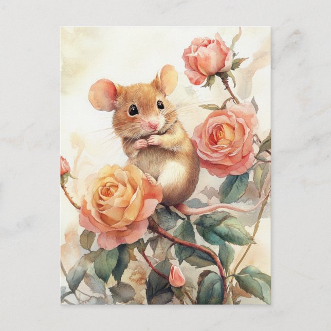 mouse and roses postcard (Front)