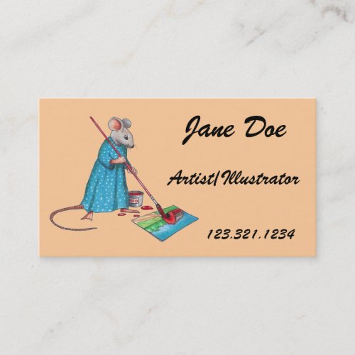 Mouse Artist Illustrator Business Cute Drawing Business Card