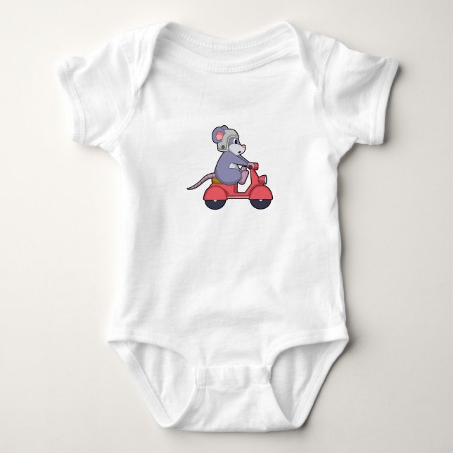 Mouse as Biker with Scooter.PNG Baby Bodysuit (Front)