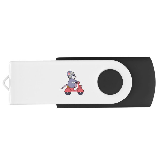 Mouse as Biker with Scooter.PNG Flash Drive (Back)