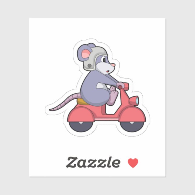 Mouse as Biker with Scooter.PNG Sticker (Sheet)