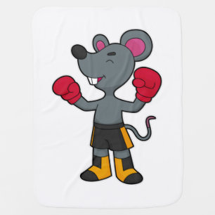 Mouse as Boxer with Boxing gloves Baby Blanket