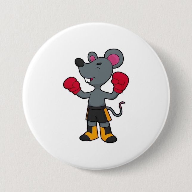 Mouse as Boxer with Boxing gloves Button (Front)