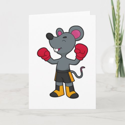 Mouse as Boxer with Boxing gloves Card