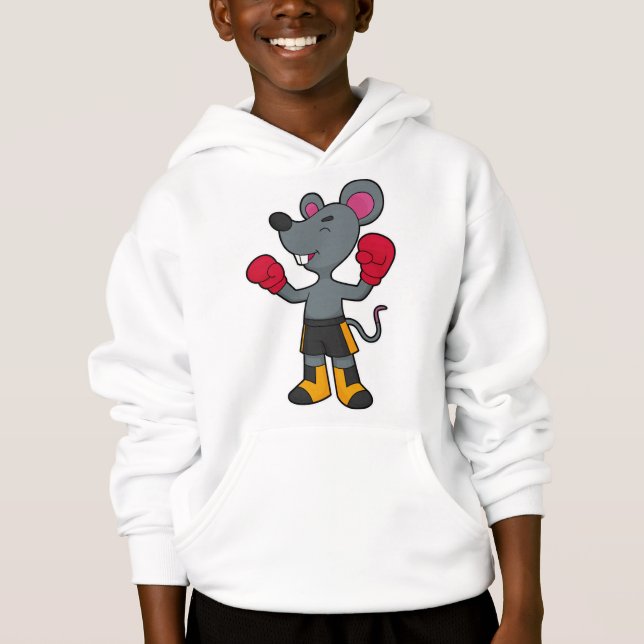 Mouse as Boxer with Boxing gloves Hoodie (Front)