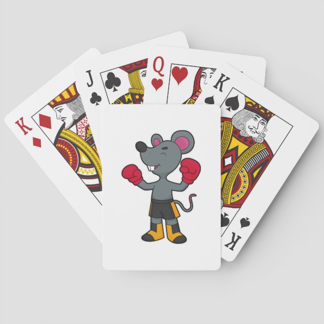 Mouse as Boxer with Boxing gloves Poker Cards (Back)