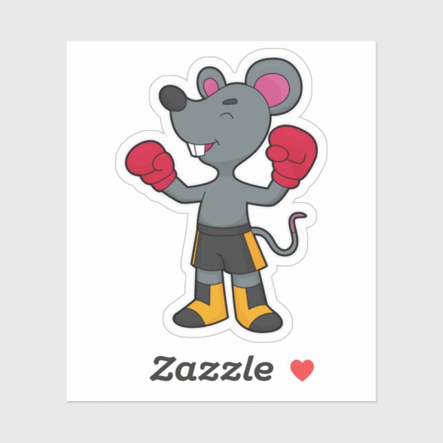 Mouse as Boxer with Boxing gloves Sticker (Sheet)