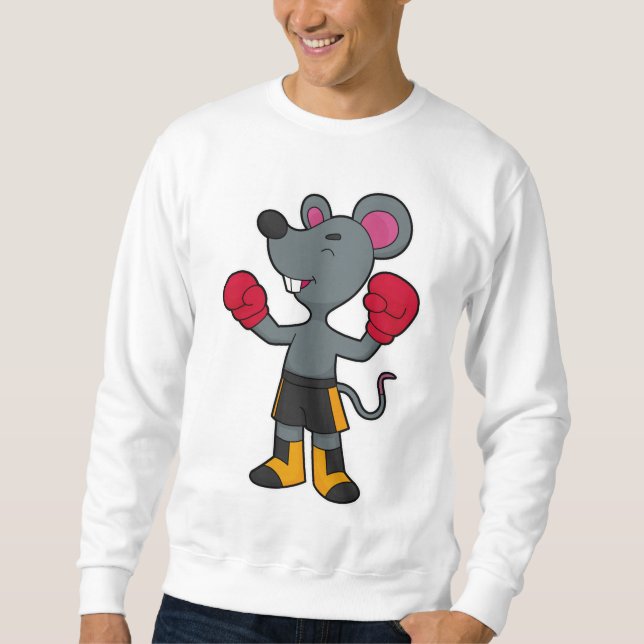 Mouse as Boxer with Boxing gloves Sweatshirt (Front)