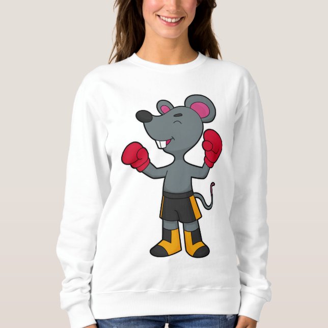 Mouse as Boxer with Boxing gloves Sweatshirt (Front)