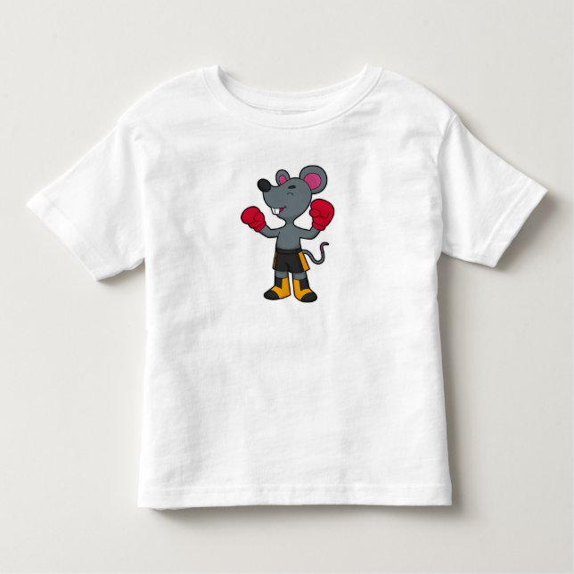 Mouse as Boxer with Boxing gloves Toddler T-shirt (Front)