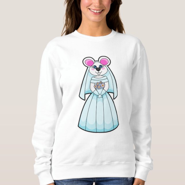 Mouse as Bride with Bunch of flowers Sweatshirt (Front)