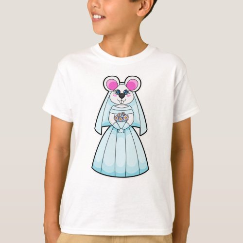 Mouse as Bride with Bunch of flowers T_Shirt