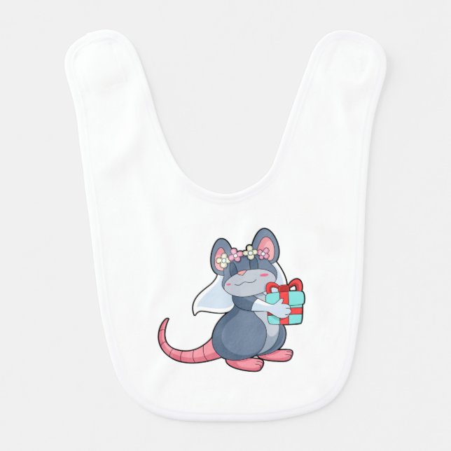 Mouse as Bride with Veil & Gift.PNG Baby Bib (Front)