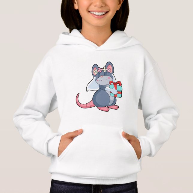 Mouse as Bride with Veil & Gift.PNG Hoodie (Front)