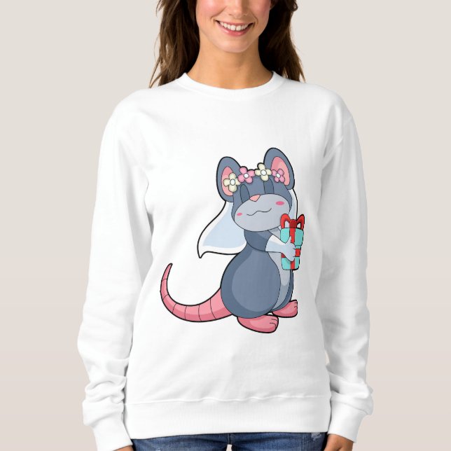Mouse as Bride with Veil & Gift.PNG Sweatshirt (Front)