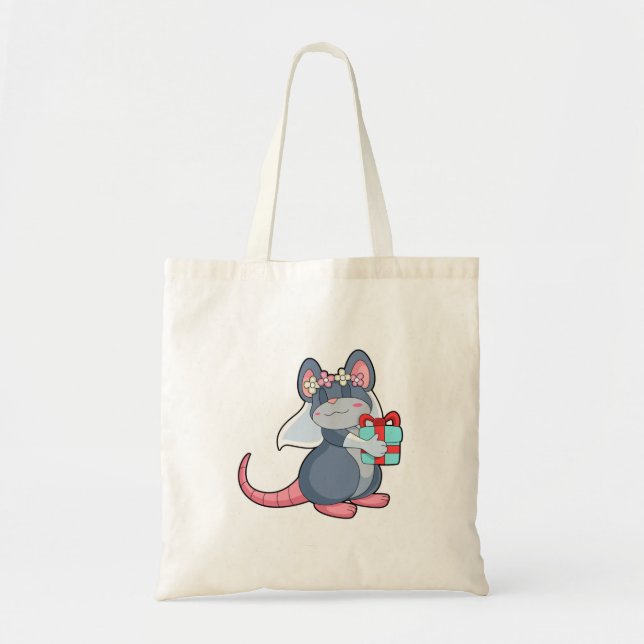 Mouse as Bride with Veil & Gift.PNG Tote Bag (Front)