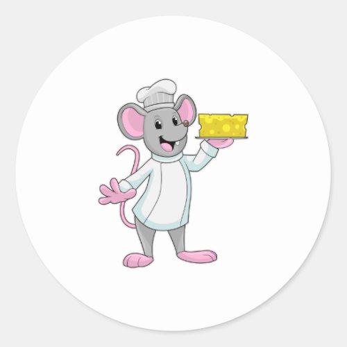 Mouse as Cook with Cheese Classic Round Sticker
