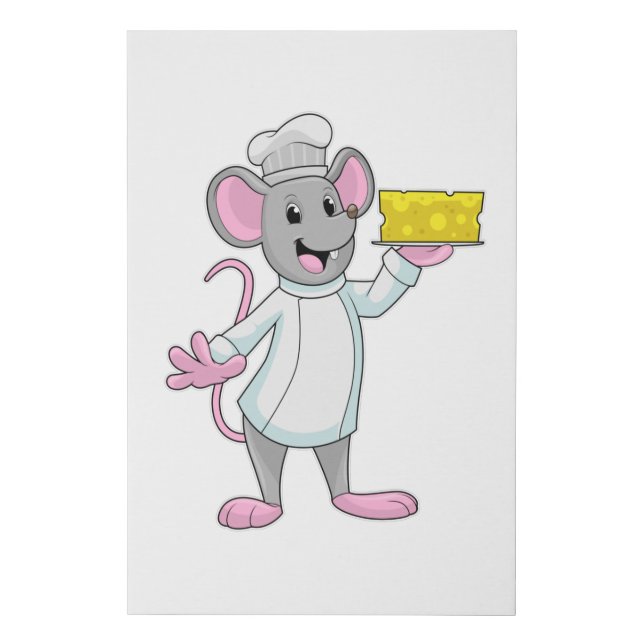 Mouse as Cook with Cheese Faux Canvas Print (Front)