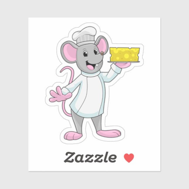Mouse as Cook with Cheese Sticker (Sheet)