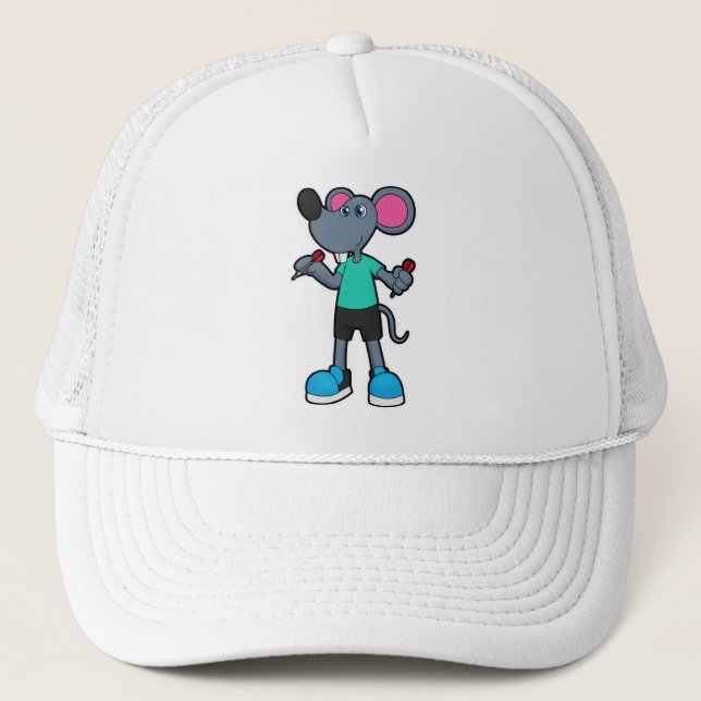 Mouse as Dart player with Darts Trucker Hat (Front)