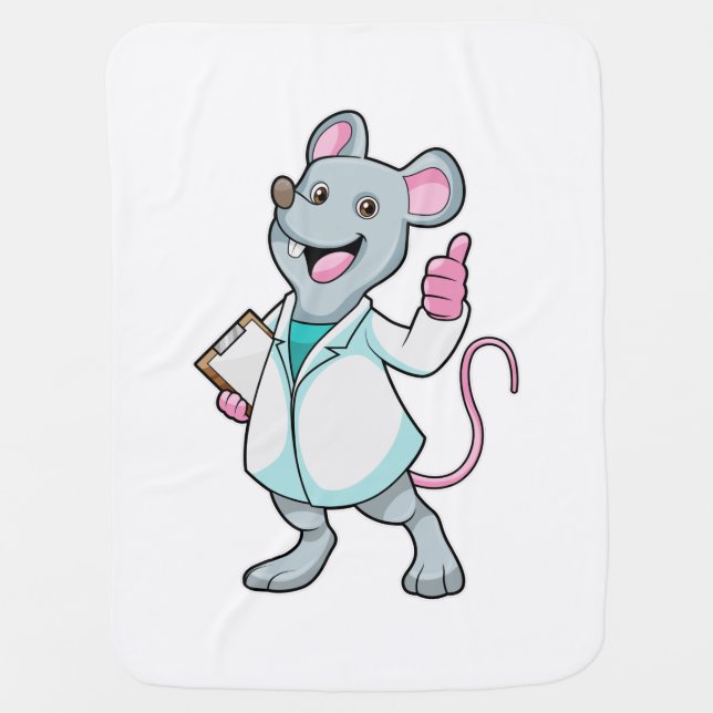 Mouse as Doctor with Doctor's coat Baby Blanket (Front)