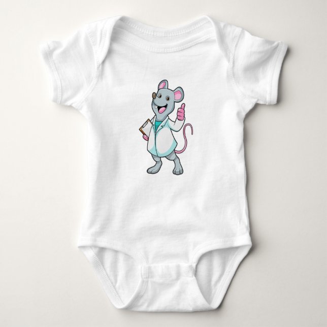 Mouse as Doctor with Doctor's coat Baby Bodysuit (Front)