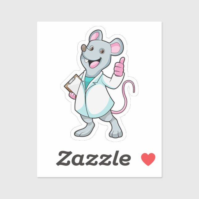 Mouse as Doctor with Doctor's coat Sticker (Sheet)