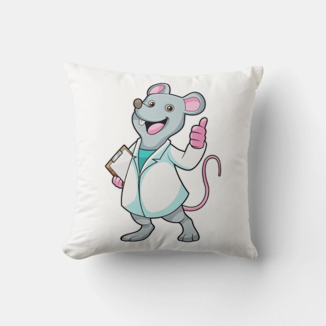 Mouse as Doctor with Doctor's coat Throw Pillow (Front)