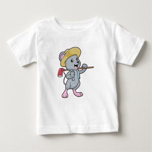 Mouse as Farmer with Ax  Hat Baby T_Shirt