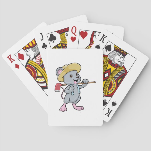 Mouse as Farmer with Axe & Hat Poker Cards (Back)