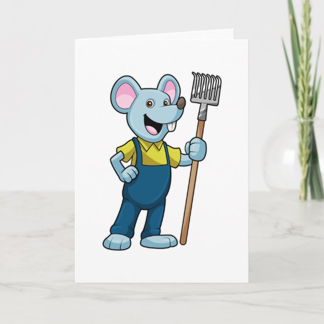 Mouse as Farmer with Rake Card (Front)