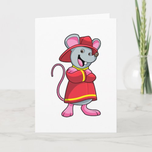 Mouse as Firefighter with Helmet Card