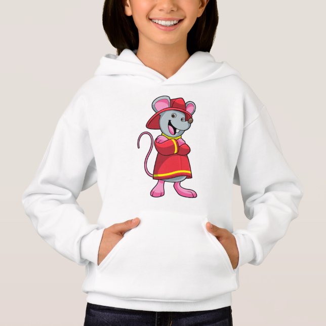Mouse as Firefighter with Helmet Hoodie (Front)
