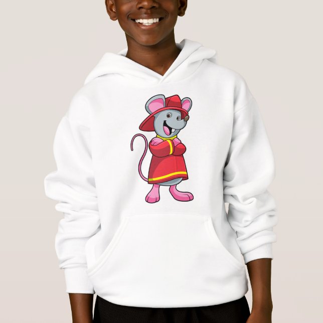 Mouse as Firefighter with Helmet Hoodie (Front)