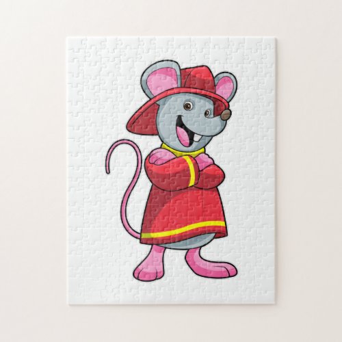 Mouse as Firefighter with Helmet Jigsaw Puzzle