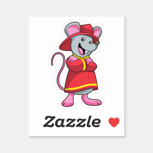 Mouse as Firefighter with Helmet Sticker