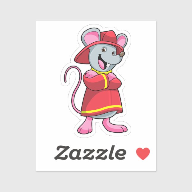 Mouse as Firefighter with Helmet Sticker (Sheet)