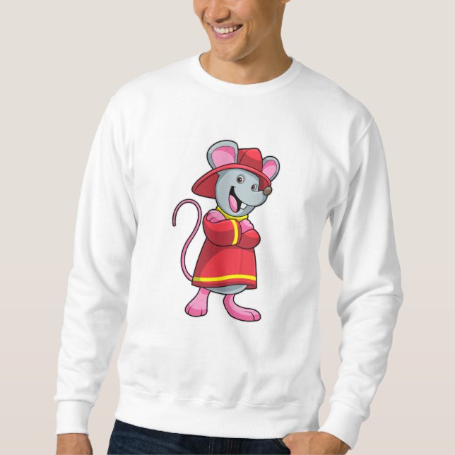 Mouse as Firefighter with Helmet Sweatshirt (Front)