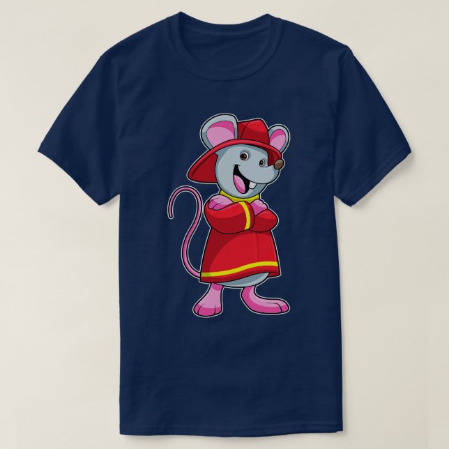 Mouse as Firefighter with Helmet T-Shirt (Design Front)