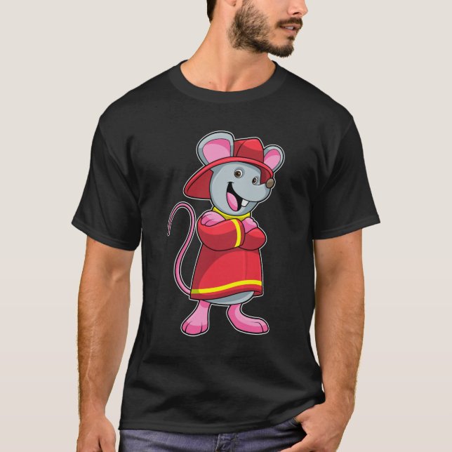 Mouse as Firefighter with Helmet T-Shirt (Front)