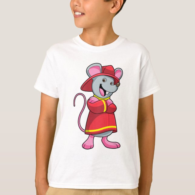 Mouse as Firefighter with Helmet T-Shirt (Front)