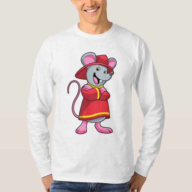 Mouse as Firefighter with Helmet T-Shirt (Front)