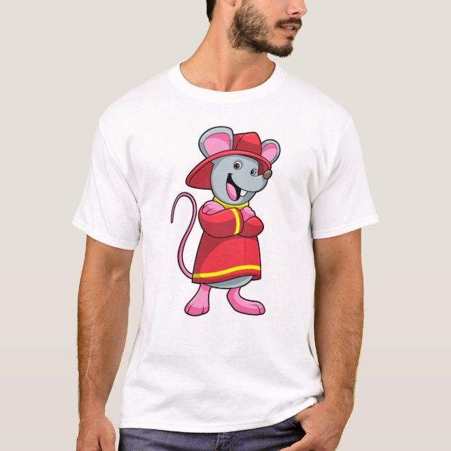 Mouse as Firefighter with Helmet T-Shirt (Front)