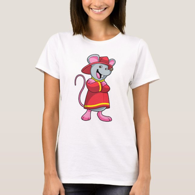 Mouse as Firefighter with Helmet T-Shirt (Front)