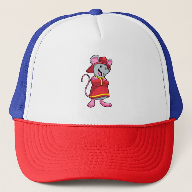 Mouse as Firefighter with Helmet Trucker Hat (Front)