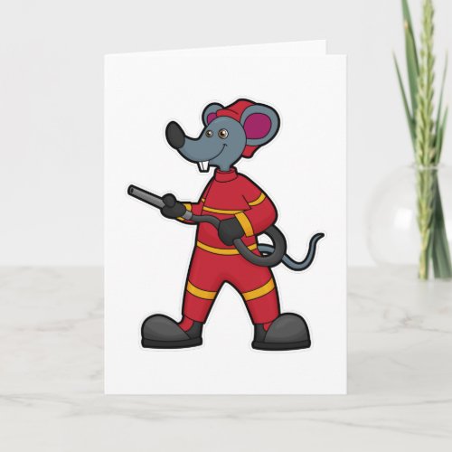 Mouse as Firefighter with Hose Card