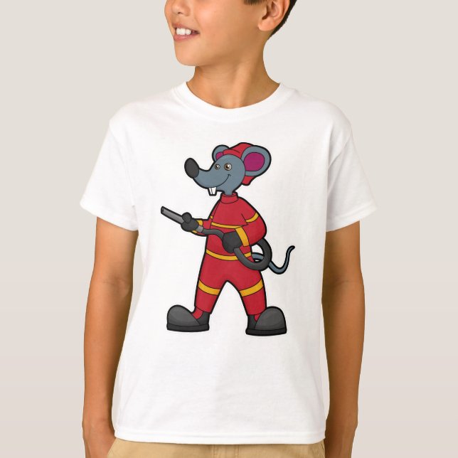 Mouse as Firefighter with Hose T-Shirt (Front)