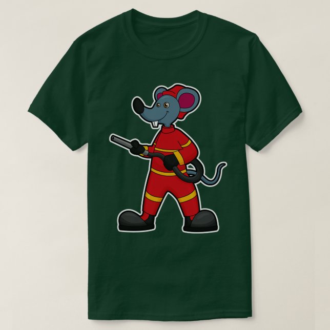 Mouse as Firefighter with Hose T-Shirt (Design Front)