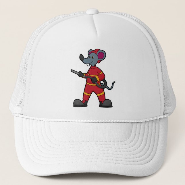 Mouse as Firefighter with Hose Trucker Hat (Front)