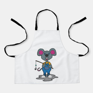 Mouse as Fisher with Fishing rod Apron